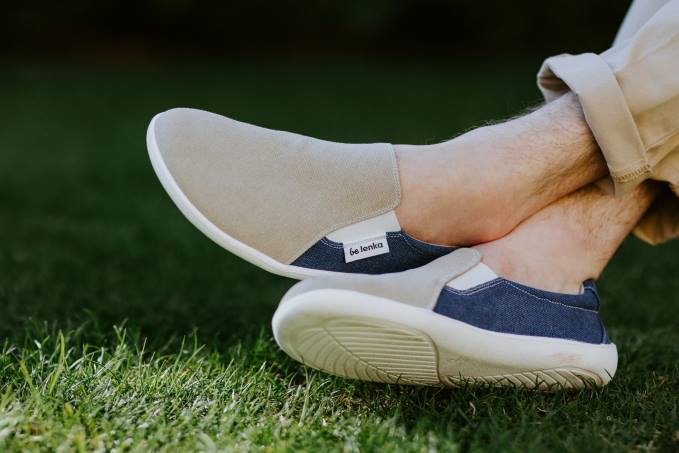 uomini scarpe da ginnastica a piedi nudi - facili - vegane sabbia e blu Be Lenka 80JV64