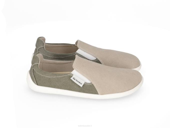 uomini scarpe da ginnastica a piedi nudi - facili - vegane sabbia e verde militare Be Lenka 80JV63
