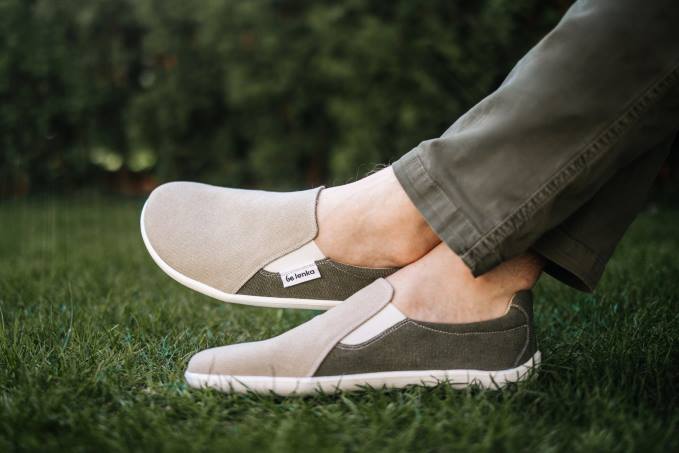 uomini scarpe da ginnastica a piedi nudi - facili - vegane sabbia e verde militare Be Lenka 80JV63