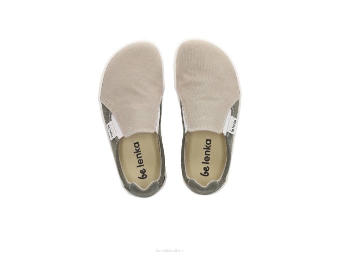 uomini scarpe da ginnastica a piedi nudi - facili - vegane sabbia e verde militare Be Lenka 80JV63